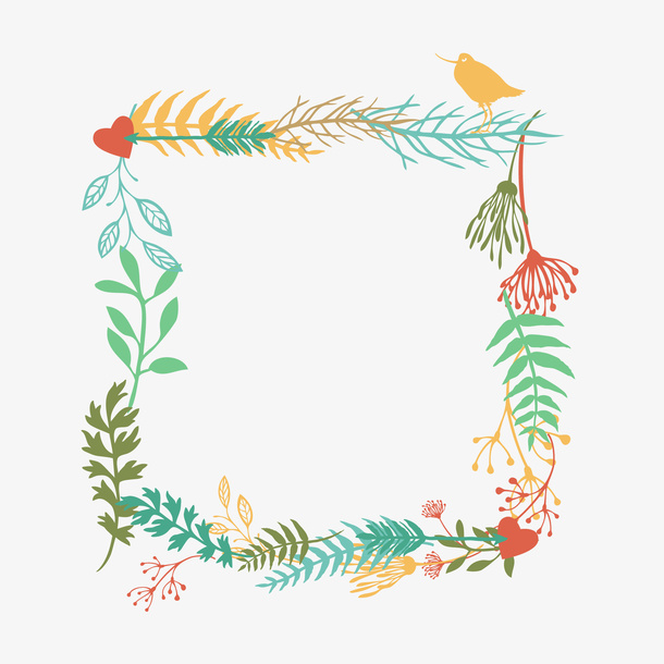 小清新手绘花纹边框5免抠