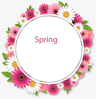 春天多彩花朵装饰免抠