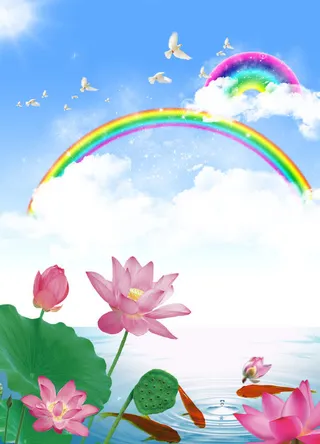彩虹莲花背景
