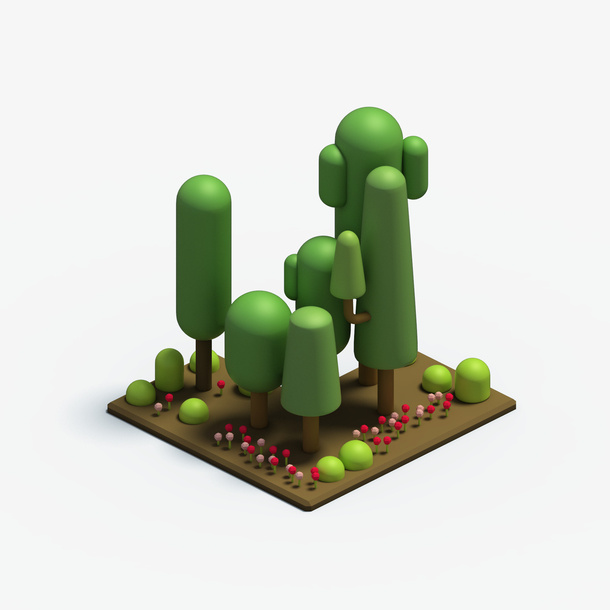 C4D树木植物树林免抠