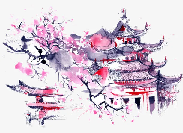 中国风水墨凉亭免抠