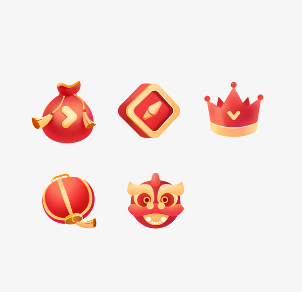 红色喜庆手绘icon图标免抠