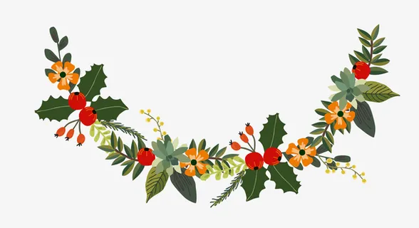 半圆形春天喜庆彩色花藤矢量下载免抠