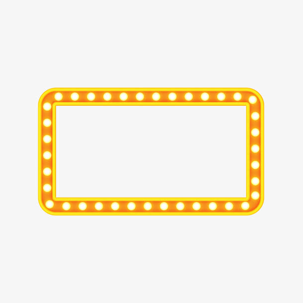 橙色霓虹框灯招牌免抠