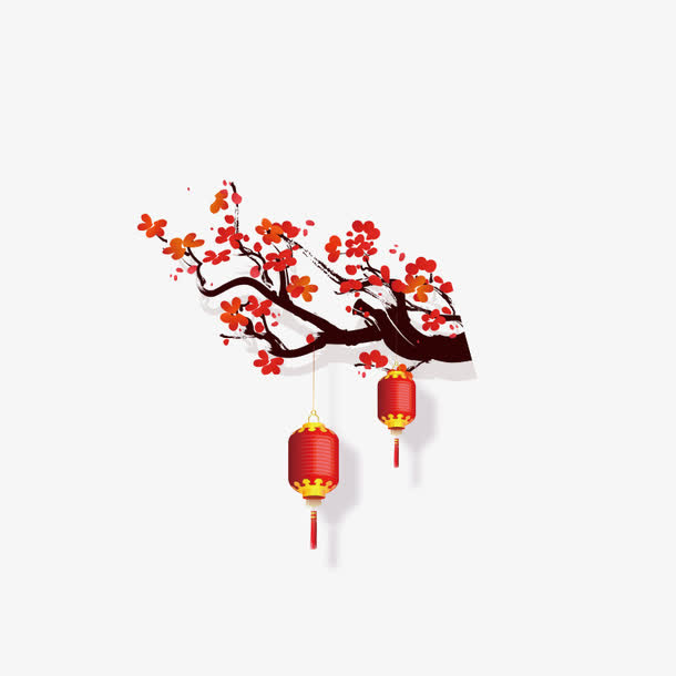 腊梅红灯笼免抠