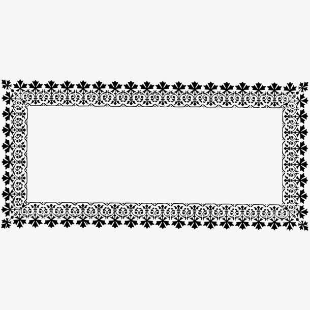 复古长方黑白边框七免抠