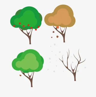树木的矢量春夏秋冬免抠