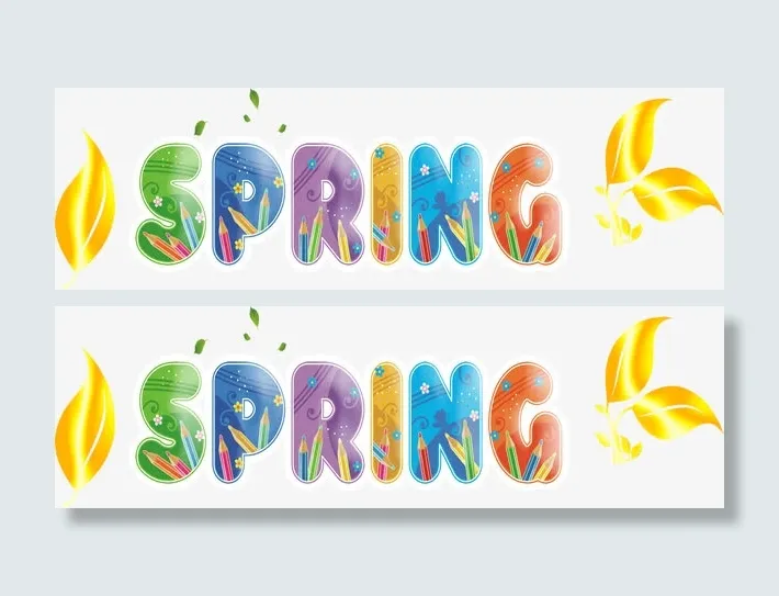 春天spring艺术字免抠