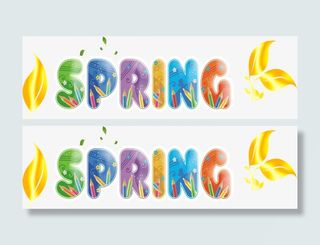 春天spring艺术字免抠