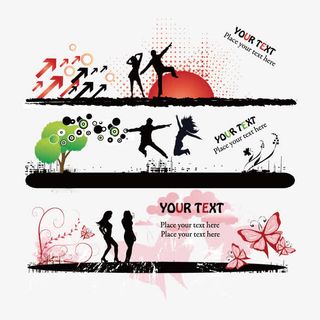 矢量人物剪影和箭头免抠