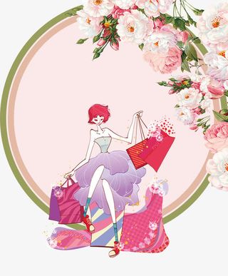 38女王节清新女孩免抠