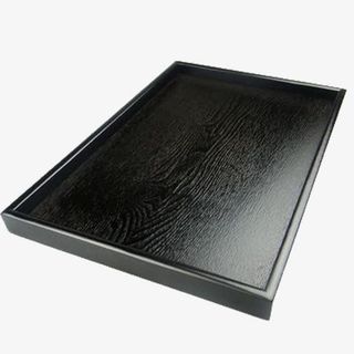 长方形立体简约底纹黑色盘子免抠