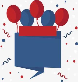 红蓝色气球海报免抠