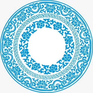 蓝色古典青花瓷背景免抠