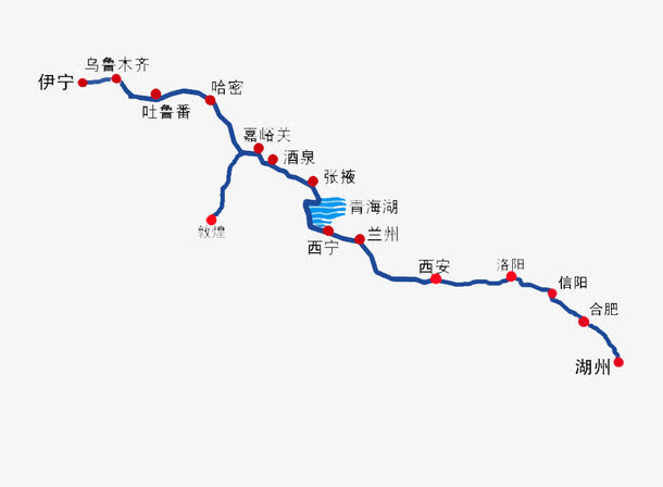 丝绸之路中国境内线路图免抠