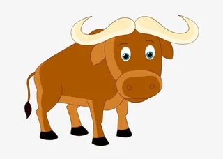 一只卡通黄牛免抠