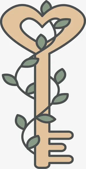 树叶缠绕的钥匙免抠