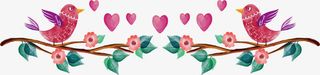 水彩手绘情人节爱情鸟免抠