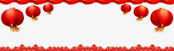 红色新春灯笼祥云边框免抠免抠