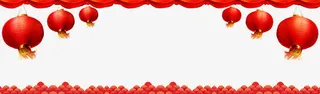 红色新春灯笼祥云边框免抠免抠