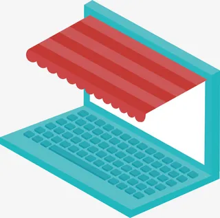 蓝色笔记本电脑超市海报免抠