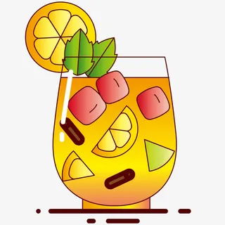 矢量五颜六色橙色柠檬水免抠
