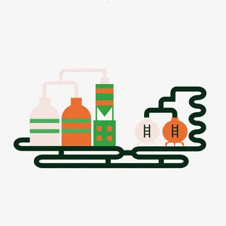 矢量卡通管道化工加工厂免抠