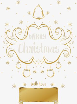 金色线条圣诞标题框免抠手绘/卡通卡通元素