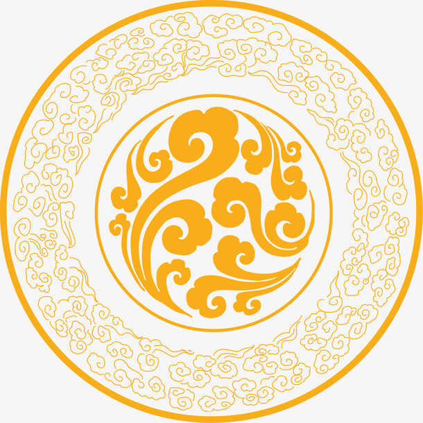 橙色祥云圆盘中秋免抠