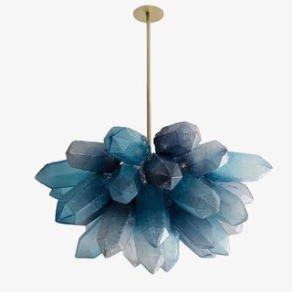 蓝黑色立体水晶吊灯免抠