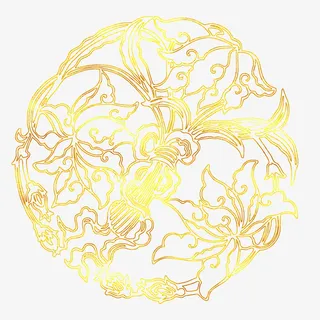 中国风传统烫金花纹免抠图免抠