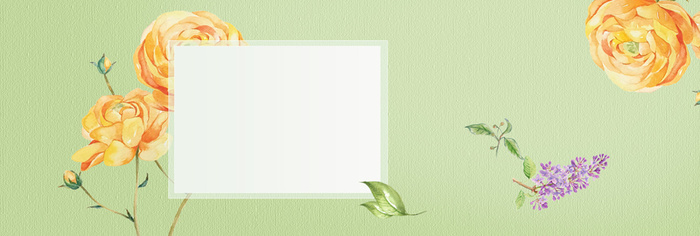 黄色花瓣简约绿色banner背景高清