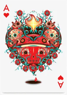 创意的成套扑克牌红桃A免抠