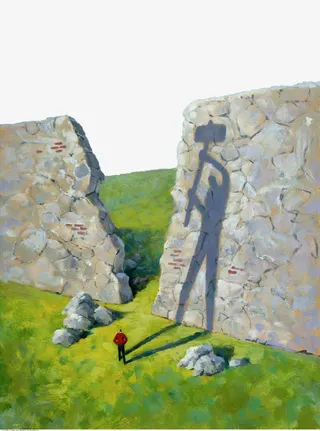 手绘被砸开的墙面免抠