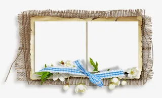 编织木框蝴蝶结边框免抠