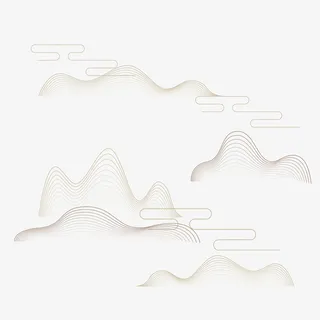 清明线条山峦装饰素材免抠