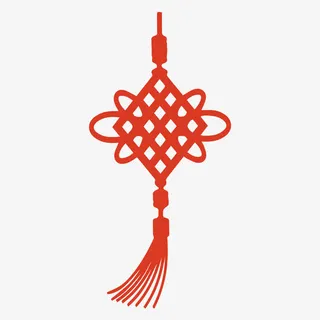 红色剪纸春节中国结元素免抠