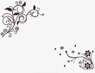 藤蔓风格抽象设计对角花免抠