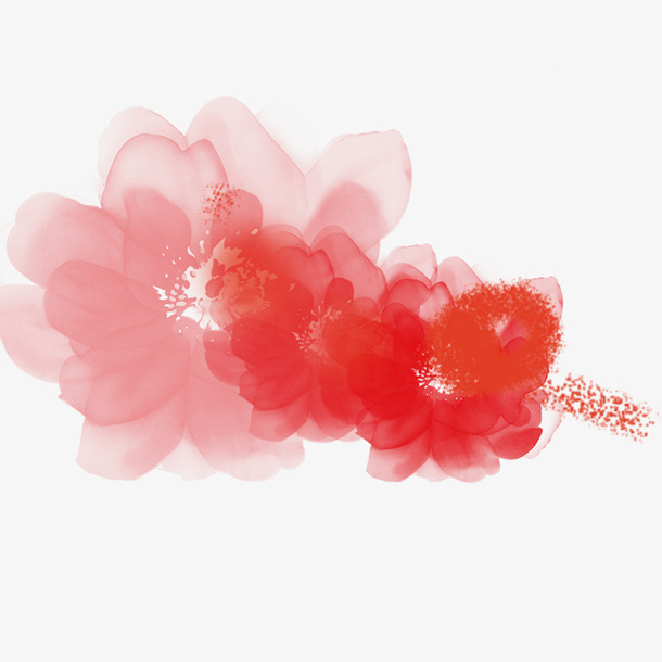 粉色水墨画免抠