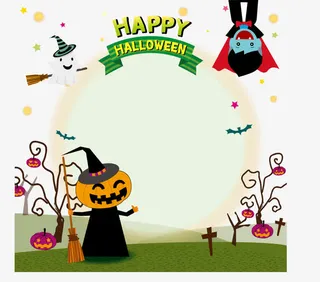 万圣节月亮南瓜吸血鬼元素免抠