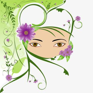 春之女孩矢量素材免抠