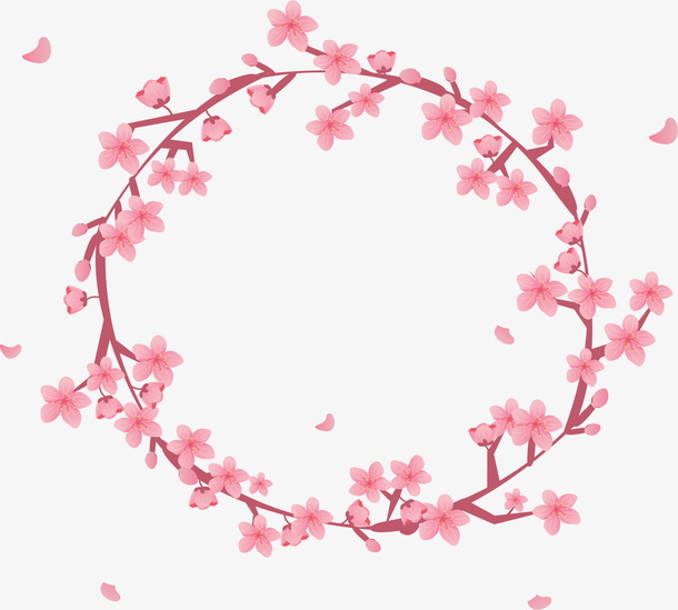 美丽春天粉色桃花免抠