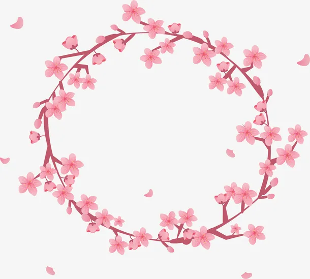 美丽春天粉色桃花免抠