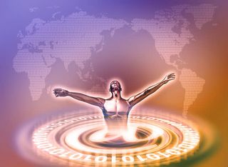 世界地图与人体创意海报高清免抠