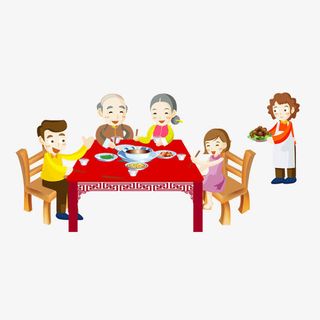 红色喜庆家庭团圆饭免抠
