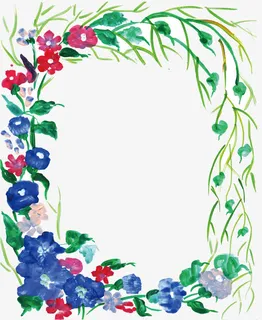 浪漫水彩花藤边框免抠