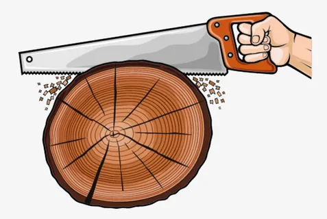 手绘伐木工具锯木头免抠
