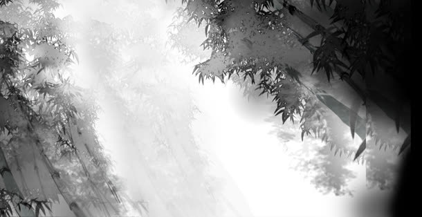 武侠游戏场景竹林水墨画免抠