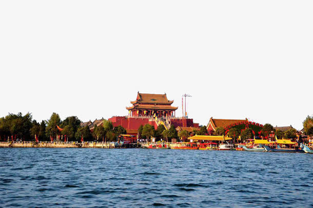 湖边的建筑免抠