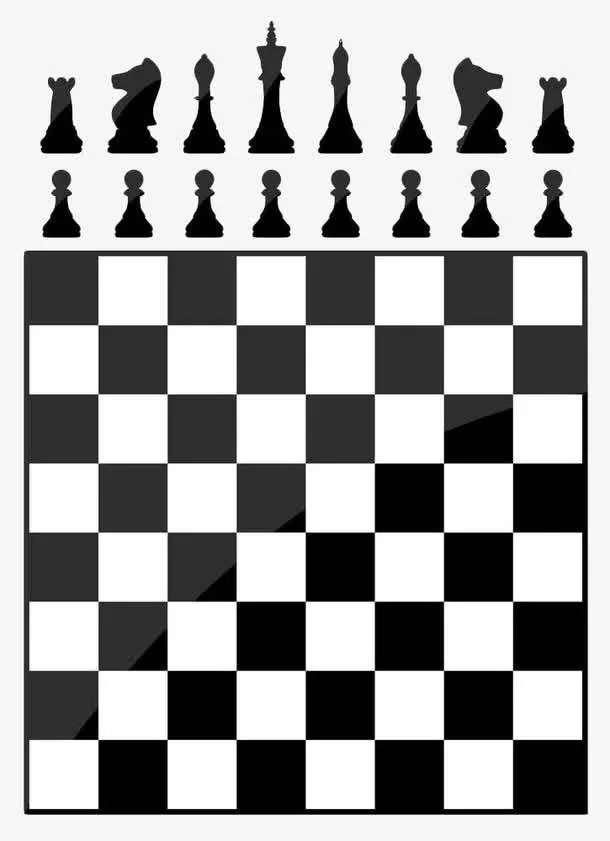 黑白手绘国际象棋盘免抠